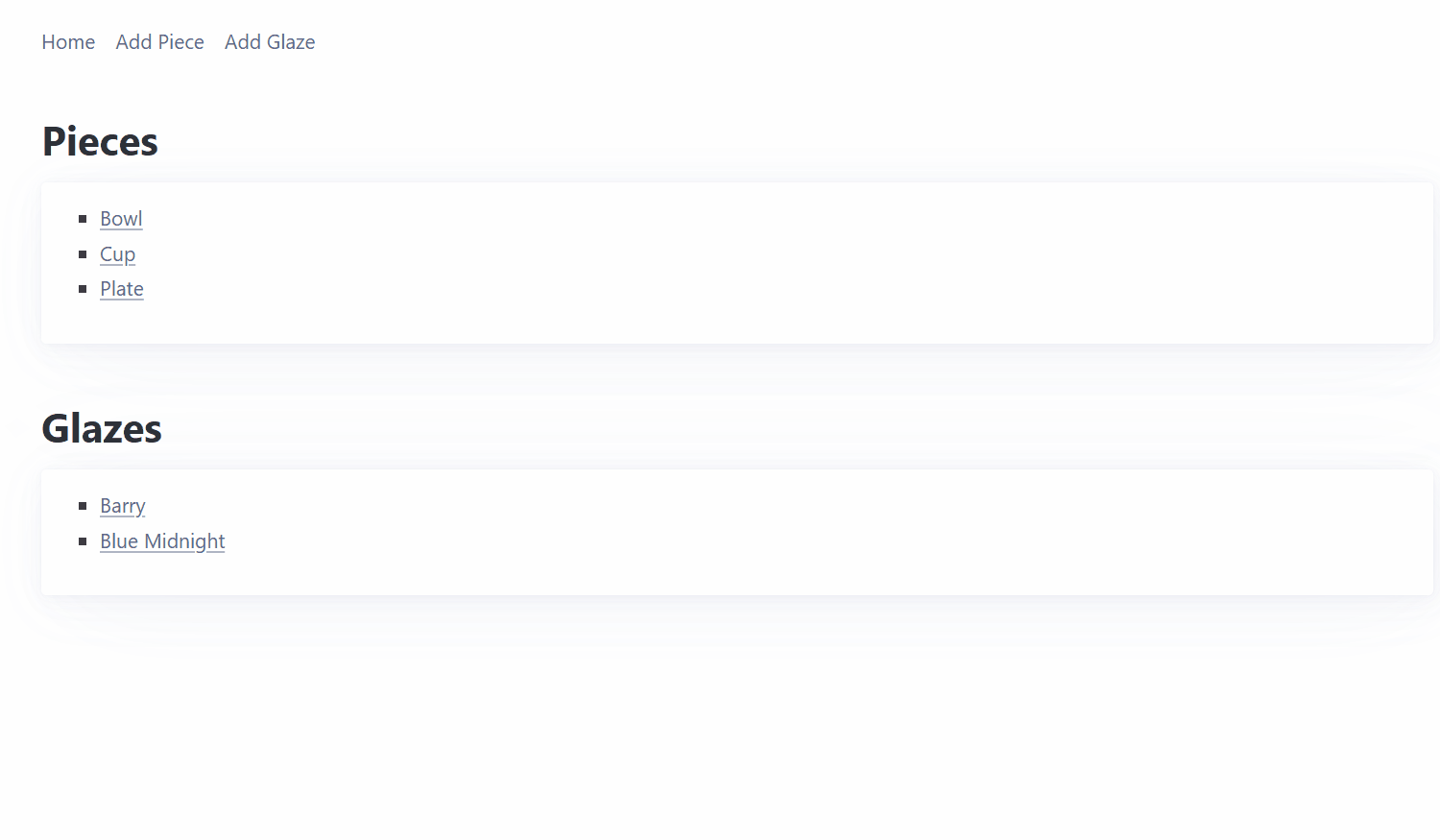 Bare bones version of the webpage